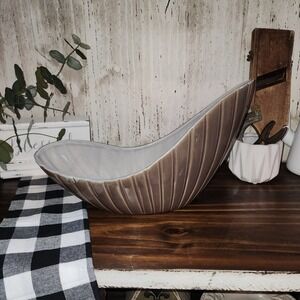 Vintage Royal Haeger Vase Bowl Abstract Structural Texture Brown Glaze 13" MCM